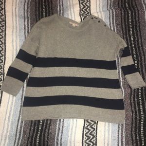 GAP 3/4-sleeve striped sweater navy and gray